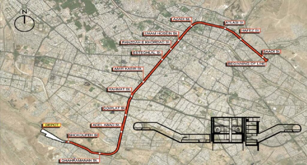 Metro-Line-Shiraz-map